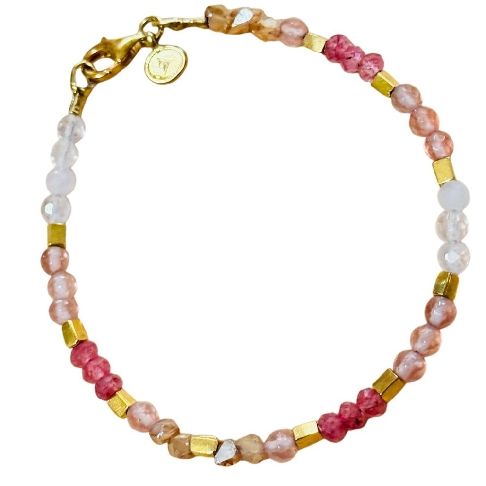 Silpada Collection Bracelet Signed Thin Stone beaded‎ 925 sterling silver 7"